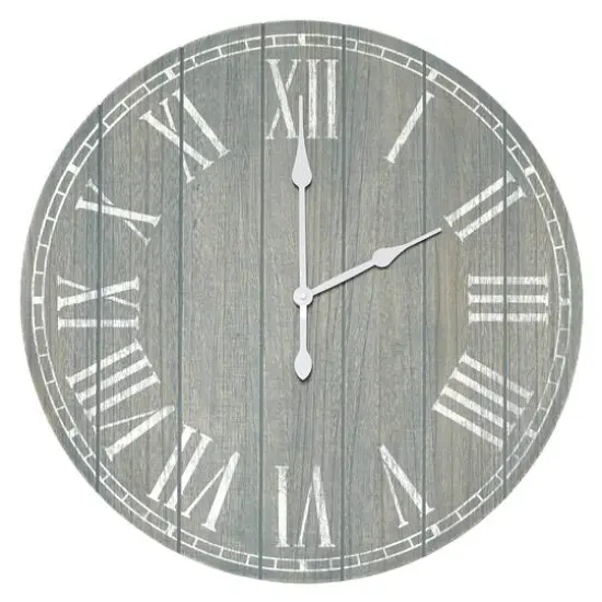 Elegant Designs 23" Wood Plank Coastal Wall Clock Dark Gray Wash {1}