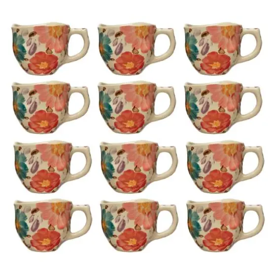 Hello Honey&reg; 8oz. Multicolor Organically Shaped Edge Stoneware Mug Set with Painted Florals {1}