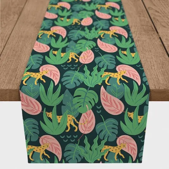 72'' Tropical Cheetahs Cotton Twill Table Runner {3}