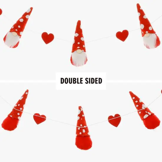 Glitzhome&reg; 6ft. Fabric Valentine's Gnome & Heart Garland {6}