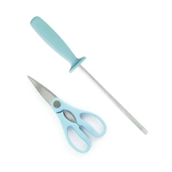 Oster Steffen 14-Piece Blue Stainless Steel Cutlery Set with Storage Block {5}