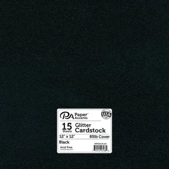 PA Paper™ Accents Glitter 12" x 12" Cardstock, 15 Sheets Black {1}