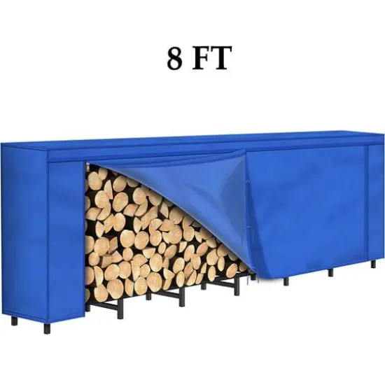 NEX&trade; Outdoor Firewood Rack with Blue Cover Combo Set {1}