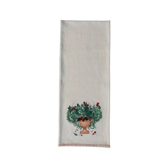 Hello Honey&reg; 72" Hand-Embroidered Flowers in Urn Cotton Canvas Table Runner with Blanket-Stitch Edge {1}