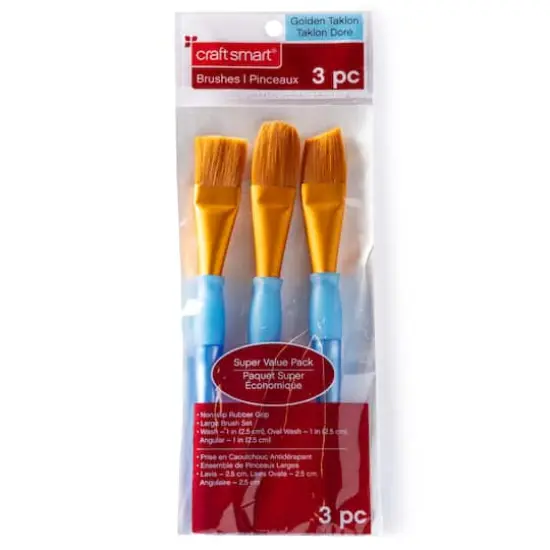 Craft Smart® Large Brush Variety Set Golden Taklon, 3 Pieces {5}