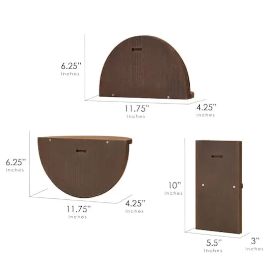 American Art Decor Half Circles Meet Right Angles 4-Piece Shelf Set - 10" x 5.5", 6.25" x 11.75" {9}