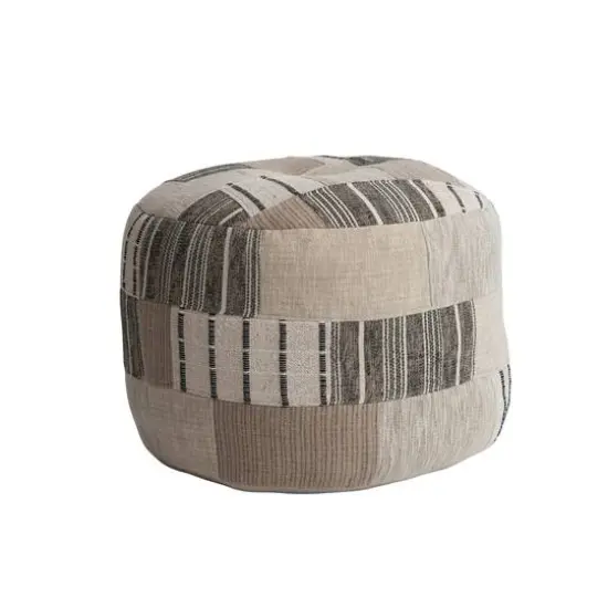 Hello Honey&reg; 24" Handwoven Cotton Patchwork Pouf Ottoman {6}