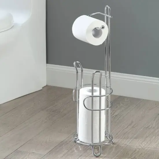 SunnyPoint 23.5" Chrome Bathroom Toilet Tissue Paper Roll Storage Holder Stand {4}