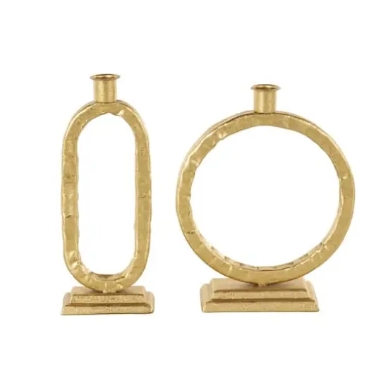 Gold Metal Tapered Candle Holder with Rectangle Base, 2ct. {3}