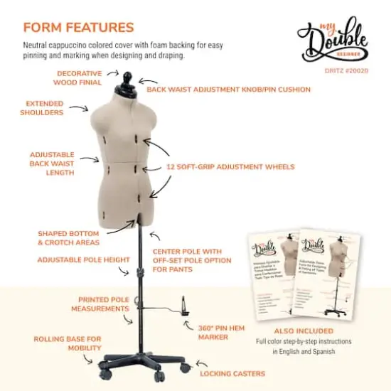 Dritz&reg; My Double Designer Petite Dress Form with Adjustable Tri-Pod Stand {5}
