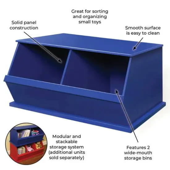 Badger Basket 2 Bin Stackable Storage Cubby Blue {4}