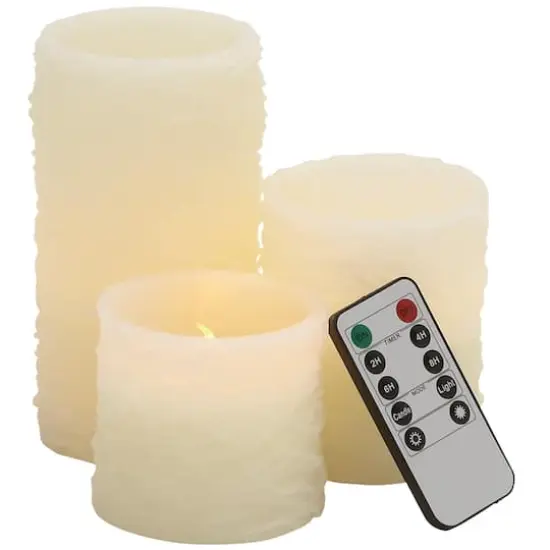 Cream Traditional Resin Flameless Candle Set {1}