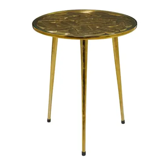 Gold Aluminum Accent Table with Clear Glass Top 20" x 19" x 22" {1}