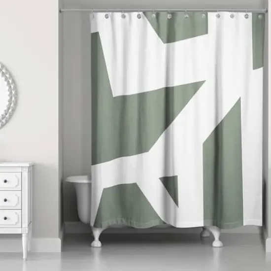 Geo Blocks Shower Curtain Sage {3}