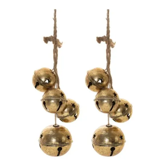 16" Distressed Sleigh Bell Cluster Ornaments, 2ct. {1}