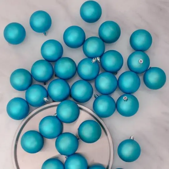 60ct Matte Turquoise Blue Shatterproof Ball Ornaments {4}