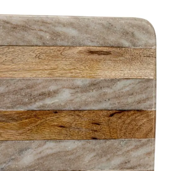 Hello Honey&reg; 21" Beige Marble & Mango Wood Stripes Cheese Board {4}