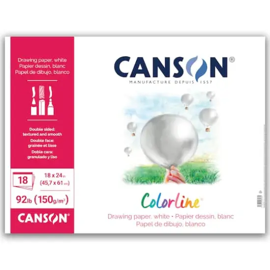 Canson&reg; Colorline&reg; White Drawing Paper Pad, 18" x 24" {5}