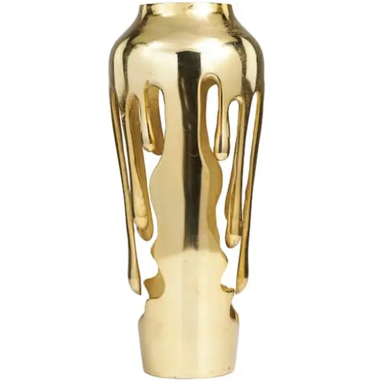 19" Gold Aluminum Drip Vase with Melting Designed Body {5}