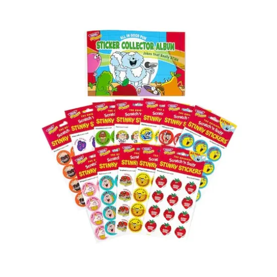 TREND Enterprises&reg; All in Good Pun Retro Scratch 'n Sniff Stinky Stickers&reg; & Album {1}