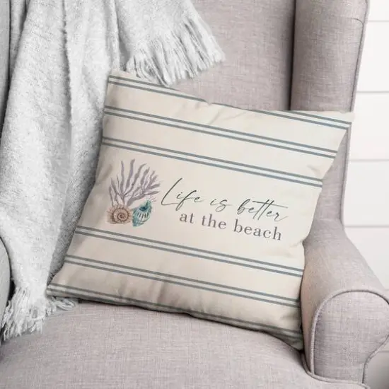 Life Is Better At The Beach Snail & Shell Throw Pillow Banded Tulip {4}