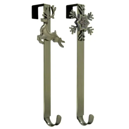 Haute Decor Antique Brass Reindeer & Snowflake Adjustable Hangers, 2ct. {1}