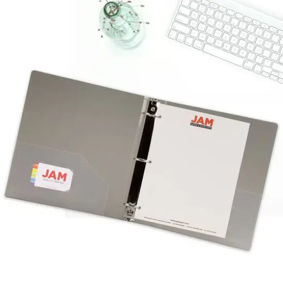 JAM Paper 1.5" Glass Twill Plastic 3-Ring Binder Smoke {7}