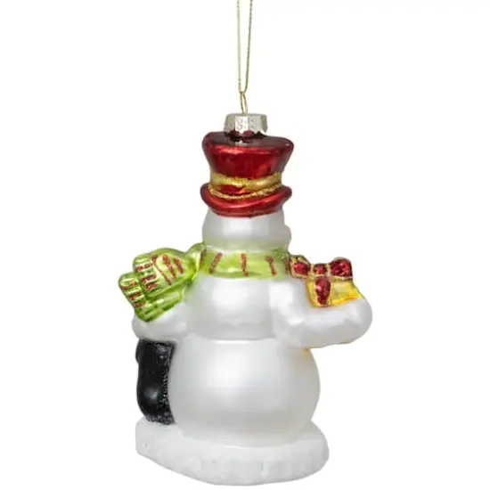 Snowman with Penguins Christmas Glass Ornament  {6}