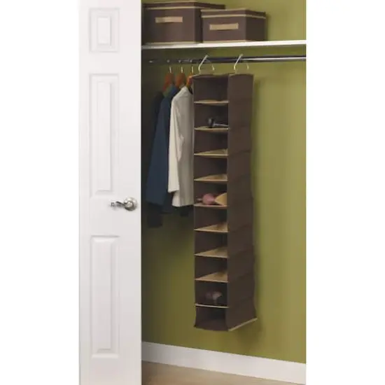 Household Essentials 10-Shelf Wide Hanging Shoe Organizer Brown {4}