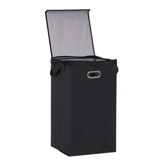 Household Essentials 26" Laundry Hamper with Lid Black {1}
