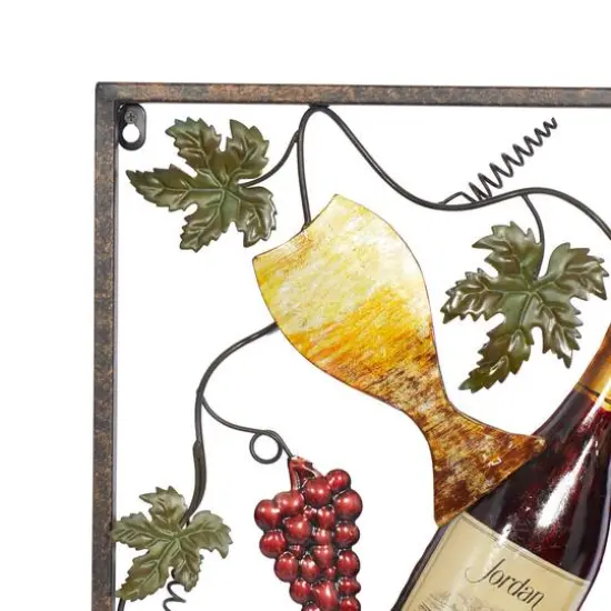 Set of 4 Multi Colored Metal Traditional Wine Wall Decor, 18" x 14" {7}
