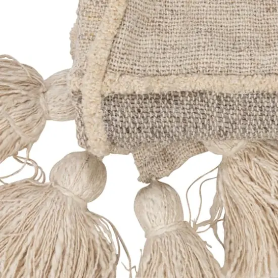 Hello Honey® Natural & Gray Patchwork Throw Blanket with Tassels {7}