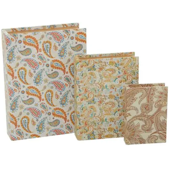 Paisley Canvas Faux Book Box Set {4}