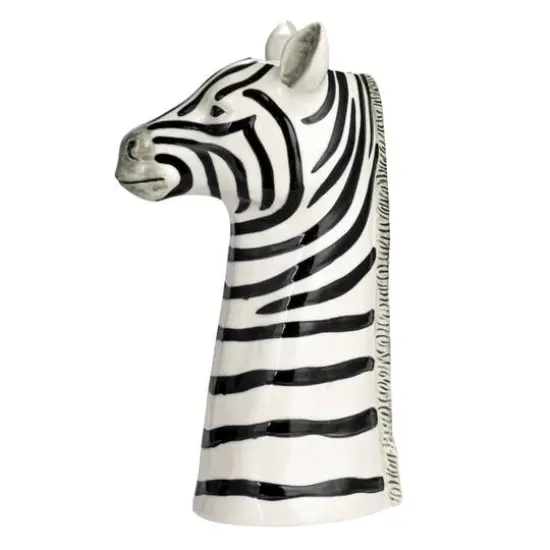 Hello Honey&reg; 11.5" White & Black Hand-Painted Decorative Stoneware Zebra Vase {12}