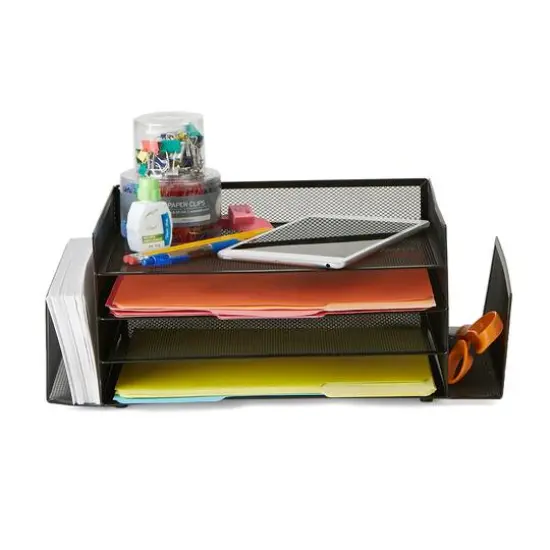 Mind Reader 6-Compartment Desk Organizer Black {6}