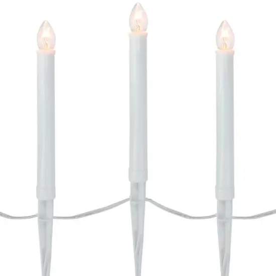 8" White C7 Candle Pathway Markers Christmas Lights With White Wire, 10ct. {1}