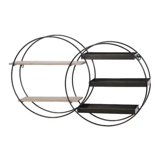 Black Metal Contemporary Wall Shelf, 20" x 34" x 7" {1}
