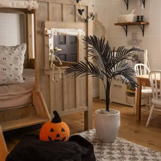 3ft. Artificial Halloween Black Golden Cane Tree {7}