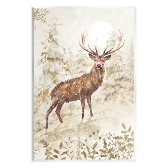 Stupell Industries Elk Snow Covered Forest Wall Plaque Art {1}