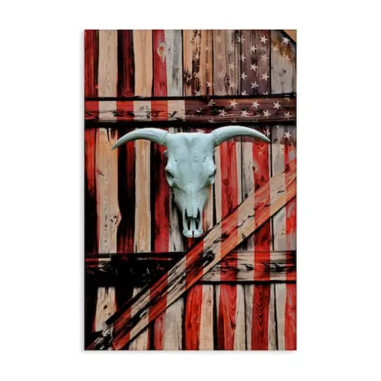Stupell Industries Patriotic Cow Skull Canvas Wall Art {1}