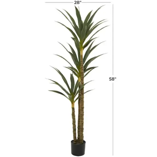 58" Green Faux Foliage Sisal Artificial Tree With Black Plastic Pot {6}