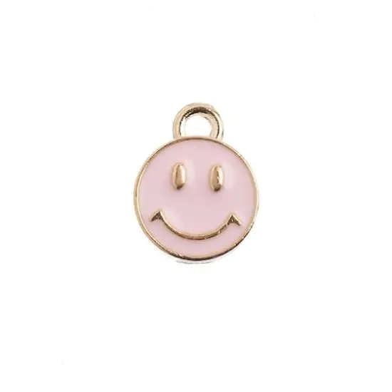 John Bead Sweet & Petite Happy Face Charms, 10ct. Pink {1}