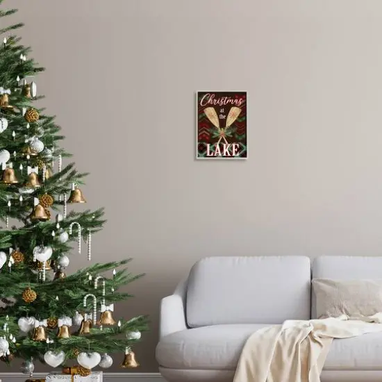 Stupell Industries Christmas At Lake Seasonal Oars Framed Giclee Art Gray {3}