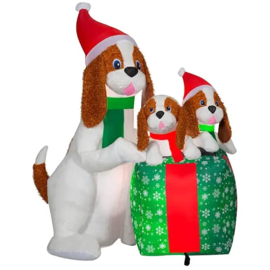 5.5ft. Airblown&reg; Inflatable Christmas Dog Family Scene {1}