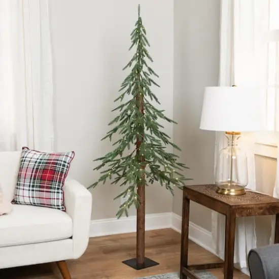 6ft. Pre-Lit Medium Alpine Artificial Christmas Tree, Clear LED Lights {7}