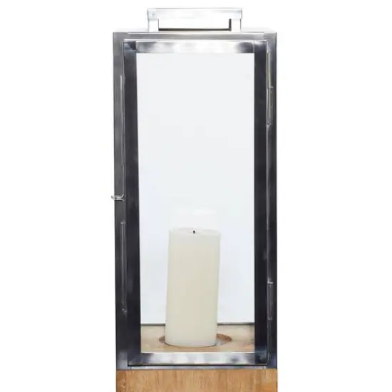 Brown Mango Wood Contemporary Candle Holder Lantern, 48" x 9" x 9" {6}