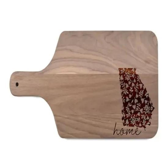 17" Floral Home State Walnut Paddle Cutting Board Georgia {1}