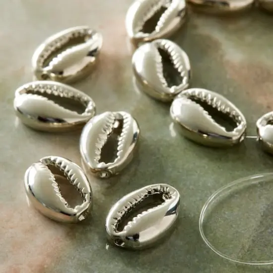 Rhodium Zinc Alloy Cowry Shell Beads, 17mm by Bead Landing® {3}