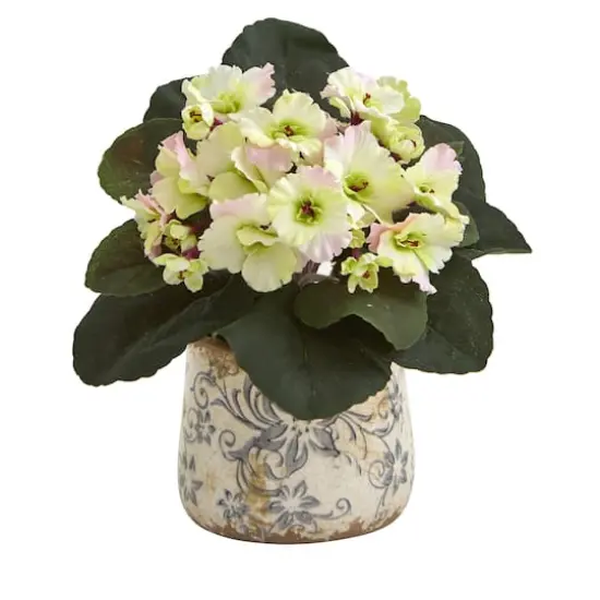 8" African Violet Artificial Plant in Floral Design Vase Set {4}