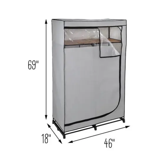 Honey Can Do 46'' Gray Portable Wardrobe Closet {14}